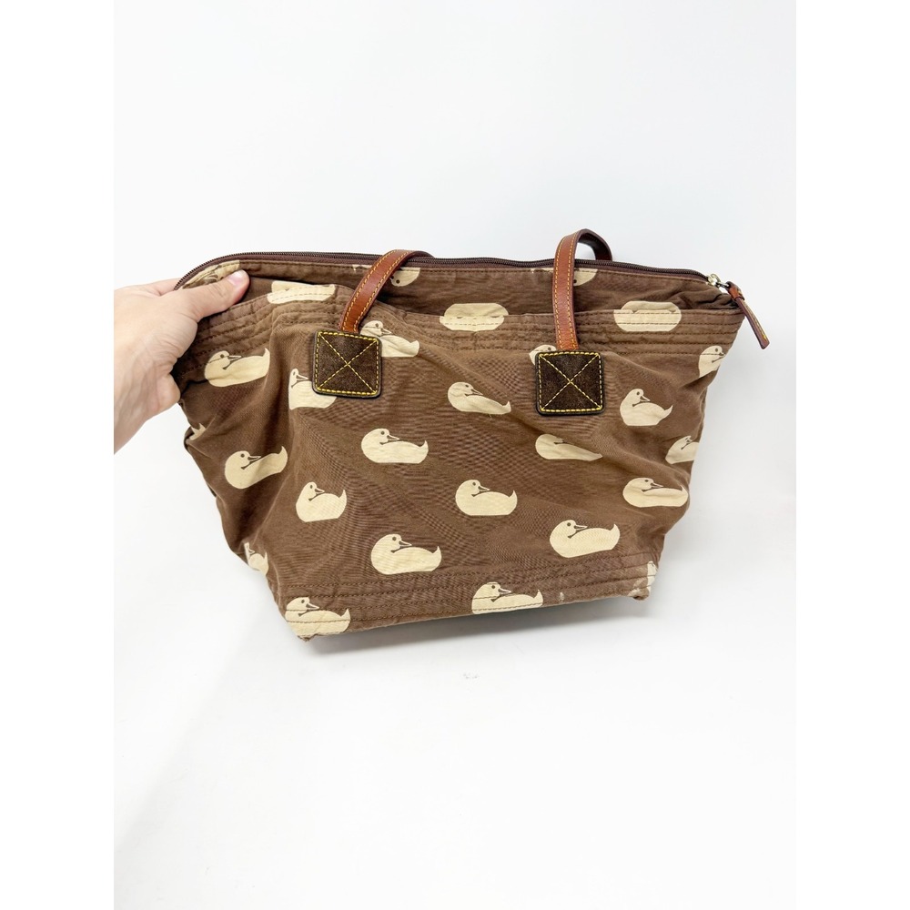 Dooney And Bourke Duck Print Quilted Canvas Tote‎ Handbag Purse Leather Strap